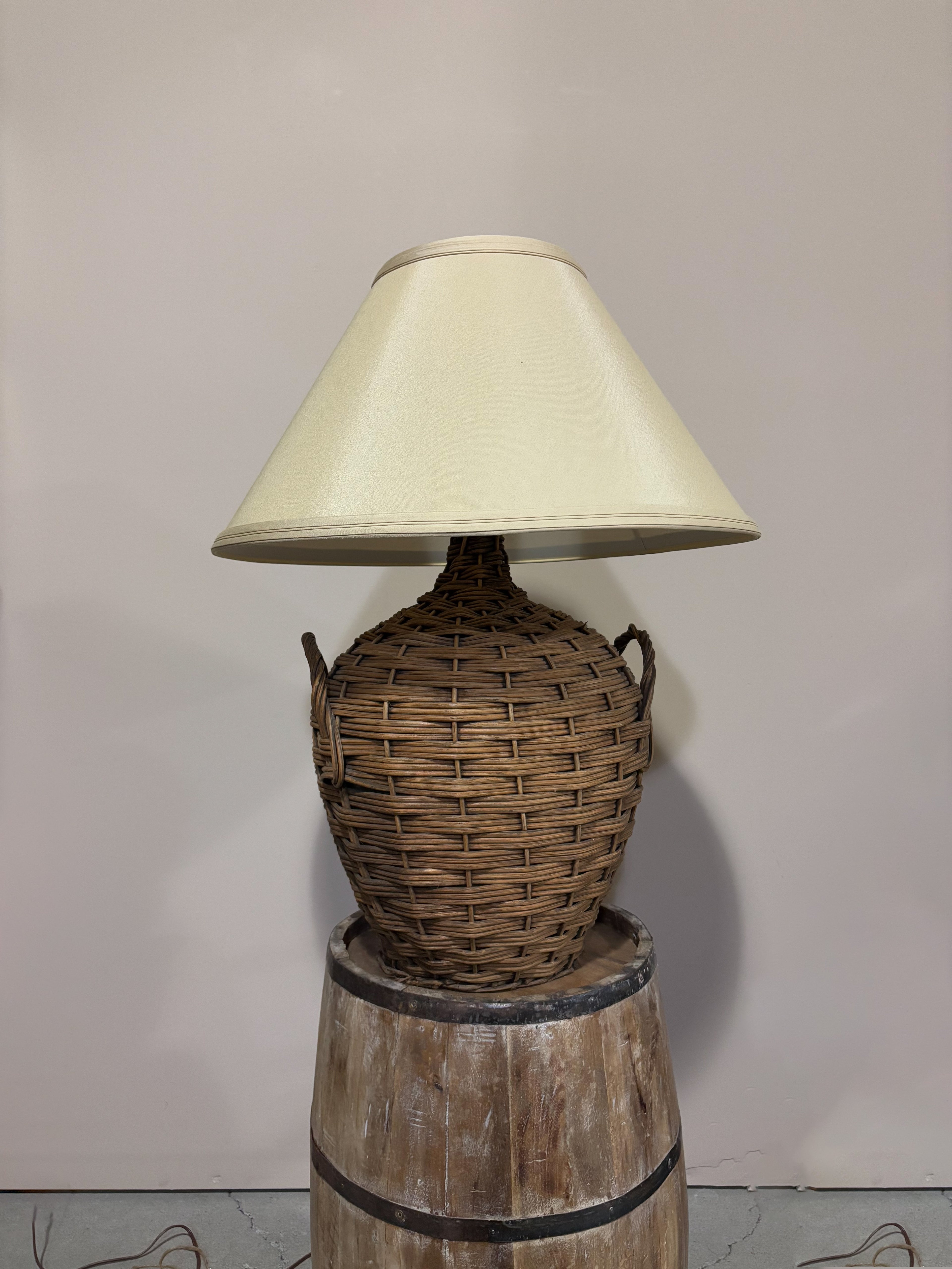 Wicker Bottle Lamp